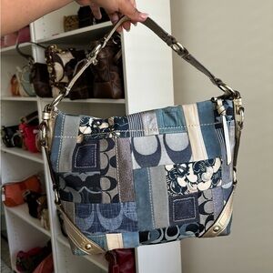 Vintage Coach Carly Denim Patch Shoulder Bag
